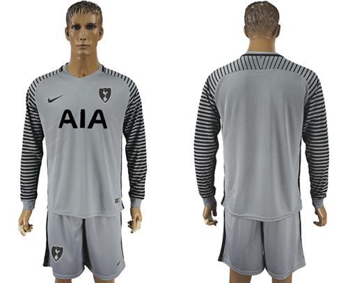 Tottenham Hotspur Blank Grey Goalkeeper Long Sleeves Soccer Club Jersey - Click Image to Close